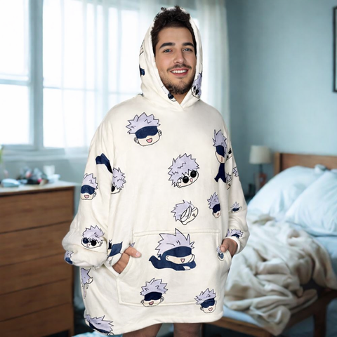 Jujutsu Kaisen Gojo Wearable Blanket Hoodie for Adults & Kids | OLM Toys