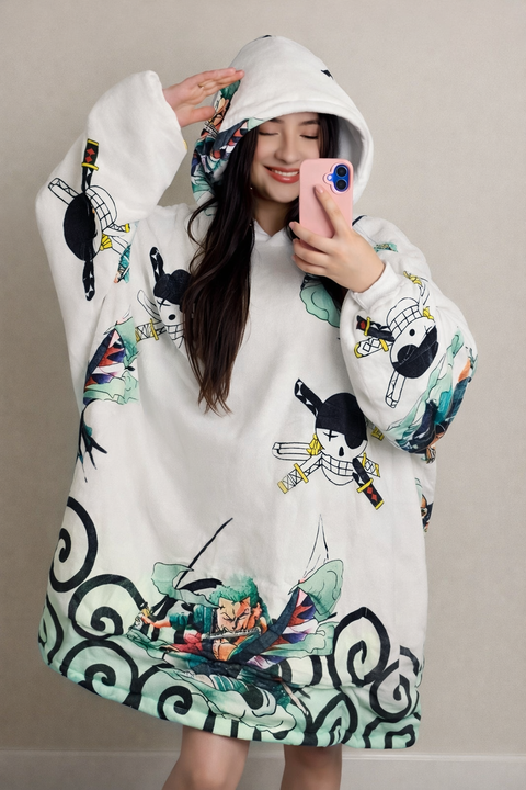 Zoro One Piece Wearable Blanket Hoodie for Kids & Adults | OLM Toys