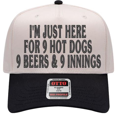 999 Challenge Hat 9 Beers 9 Hot Dogs 9 Innings Baseball Cap Funny Game Day Hat