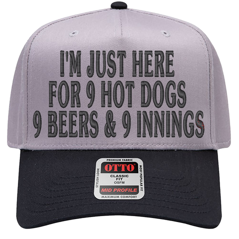 999 Challenge Hat 9 Beers 9 Hot Dogs 9 Innings Baseball Cap Funny Game Day Hat