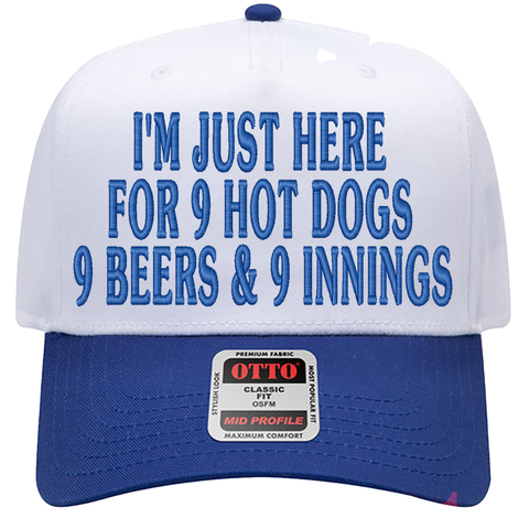 999 Challenge Hat 9 Beers 9 Hot Dogs 9 Innings Baseball Cap Funny Game Day Hat