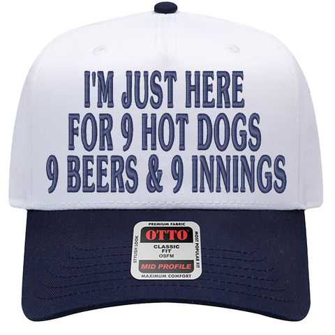 999 Challenge Hat 9 Beers 9 Hot Dogs 9 Innings Baseball Cap Funny Game Day Hat