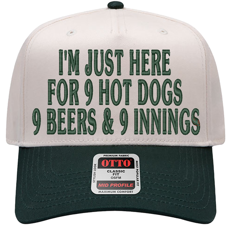 999 Challenge Hat 9 Beers 9 Hot Dogs 9 Innings Baseball Cap Funny Game Day Hat