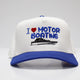 I Love Motor Boating Blue Vintage Blue Snapback Cap Hat Funny Custom Embroidered