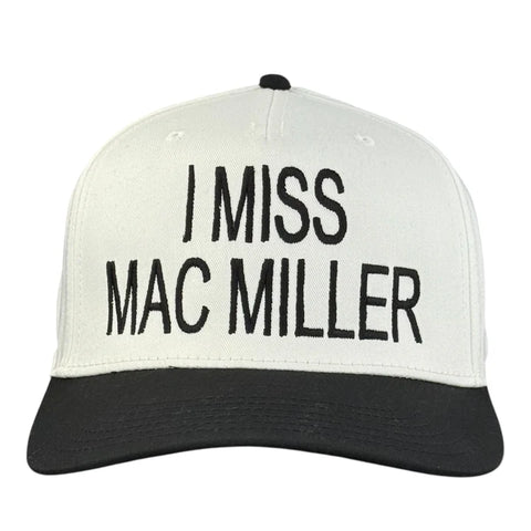 I Miss Mac Miller White Black Brim Hat Custom Embroidered Cap