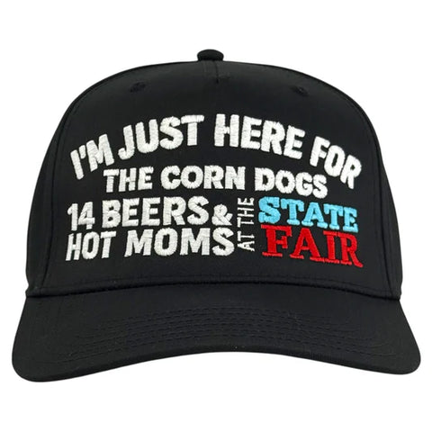 I’m Just Here For The Corn Dogs State Fair Black SnapBack Hat Cap