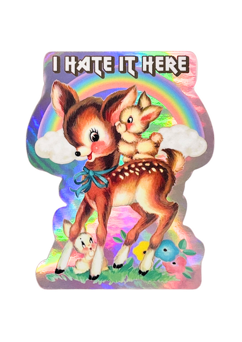 “I Hate It Here” Retro Woodland Animal Sticker Decal