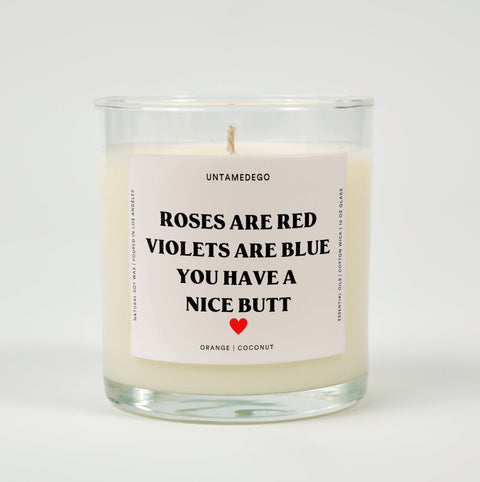 Roses Are Red Violets Are Blue You Have A Nice Butt Valentine's Day Glass Candle