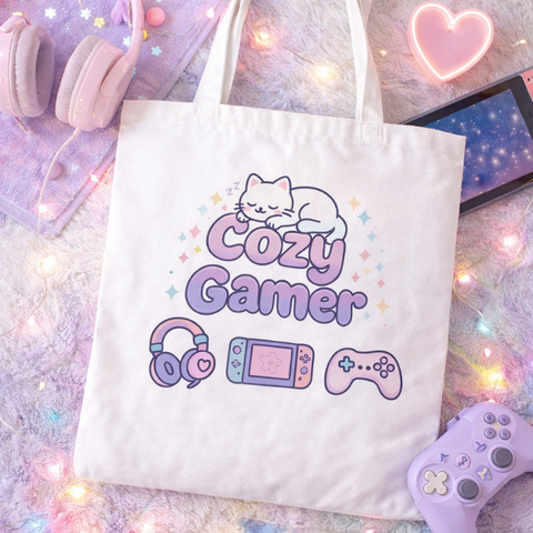 Kawaii "Cozy Gamer" Tote Bag