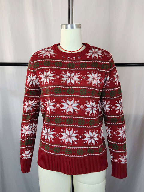 Knit Long-Sleeved Snowflake Christmas Sweater | NCS