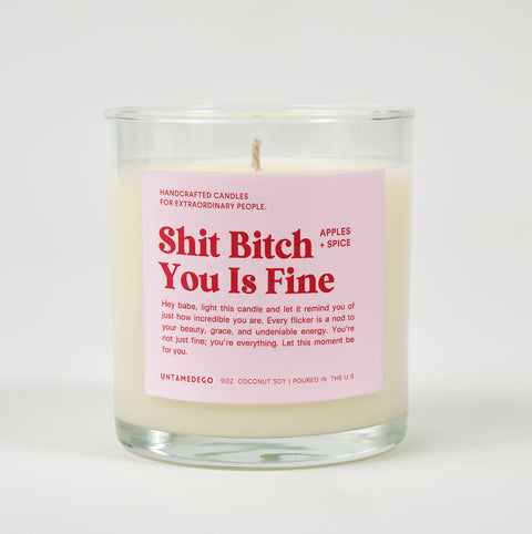 Shit Bitch You Is Fine Glass Candle