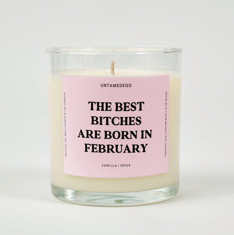 The Best Bitches Are Born In February Birthday Glass Candle