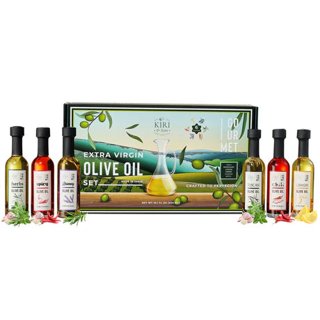 Olive Oil Gourmet Sampler Gift Set of 6 - Premium Extra-Virgin Blend Olive Oil Made In Spain