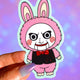 Puppet Bunny Glitter Monster Vinyl Sticker