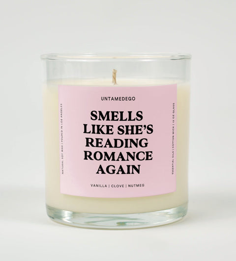 Smells Like She's Reading Romance Again Glass Candle