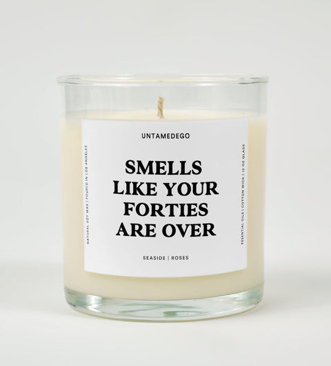 Smells Like Your Forties Are Over Birthday Glass Candle