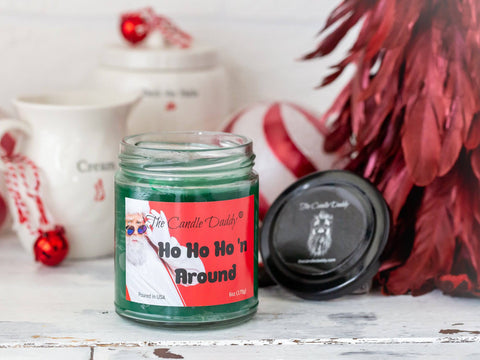 Ho Ho Ho'n Around Holiday Candle - Funny Apple Maple Bourbon Scented Candle - Funny Holiday Candle for Christmas, New Years - Long Burn Time, Holiday Fragrance, Hand Poured in USA - 6oz
