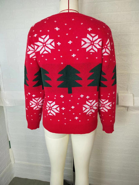 Red Christmas Tree Jacquard Pullover Sweater | NCS