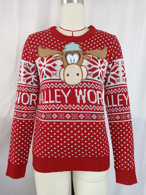 Reindeer Embroidery Ugly Christmas Sweater | NCS