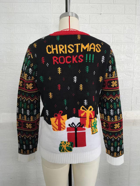 Rock and Roll Santa Ugly Christmas Sweater with Lights | NCS