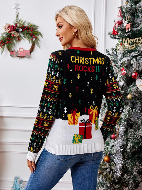 Rock and Roll Santa Ugly Christmas Sweater with Lights | NCS