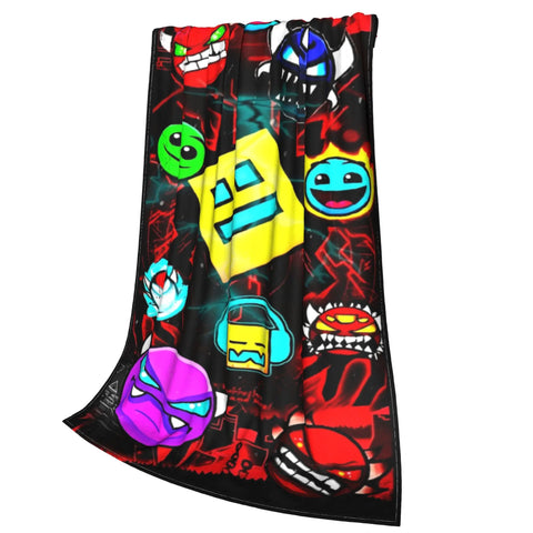 Gaming Meme Blankets – Lightweight Velvet Throw Blanket for Geometry Dash Merch