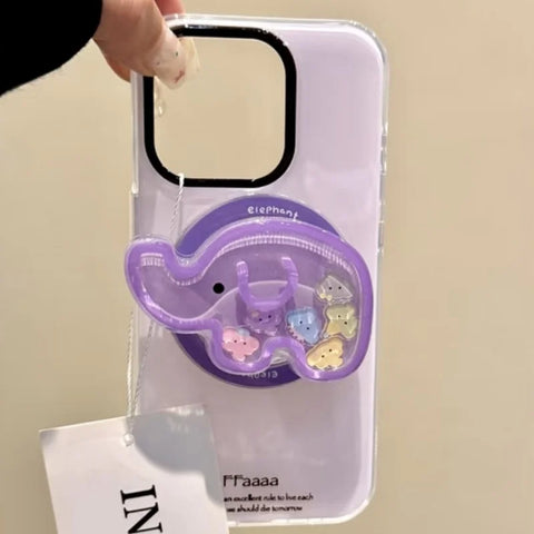 Cute Elephant Quicksand Phone Grip