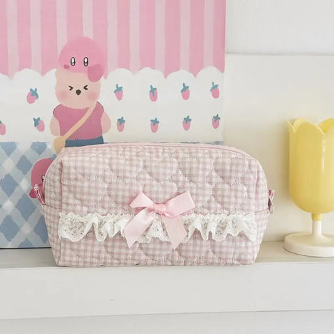 Gingham & Lace Pencil Case