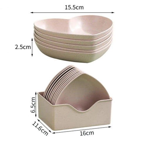 Heart Shaped Snack Plates Set
