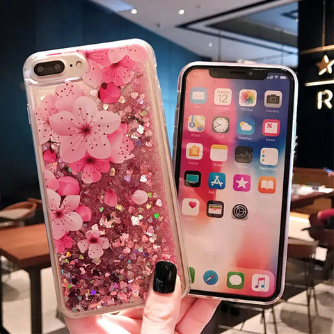 Sakura Liquid Glitter iPhone Case