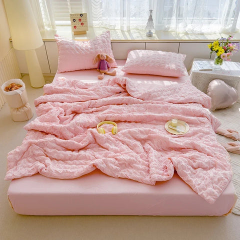 Cool Seersucker Summer Quilt Duvet Cover Set