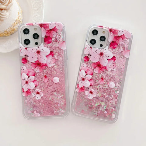 Sakura Liquid Glitter iPhone Case