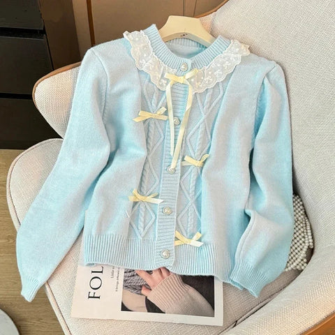Cute Lace Collar Pastel Cardigans