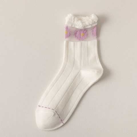 Purple Floral Socks