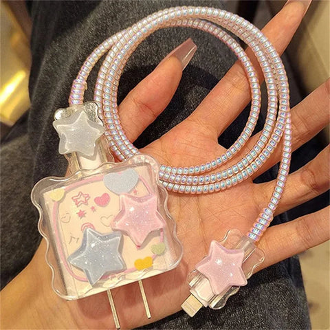 Pastel Stars iPhone Charger Cover