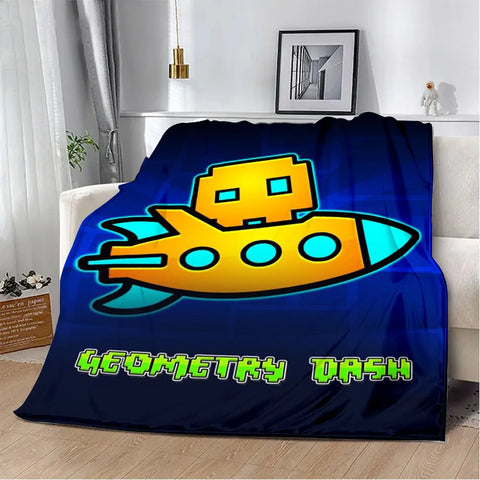 Geometry Dash Blanket – Soft Cozy Printed Throw Blanket for Gaming Room Decor