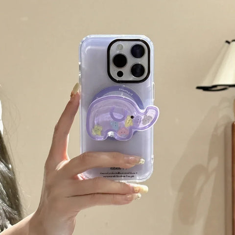 Cute Elephant Quicksand Phone Grip
