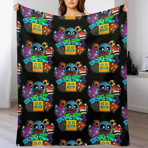 Geometry Dash Throw Blanket – Soft Geometric Gaming Throw For Cozy Snuggle