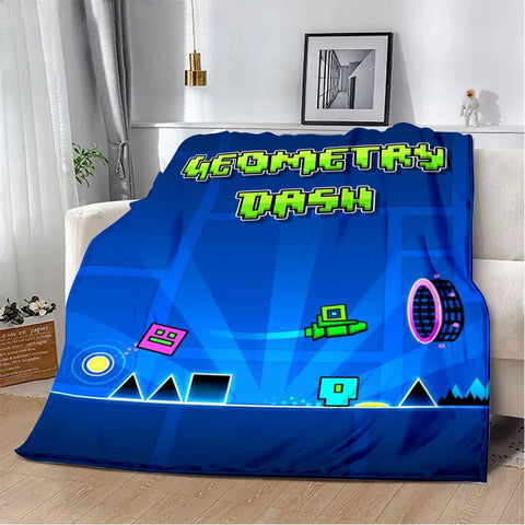 Geometry Dash Blanket – Soft Cozy Printed Throw Blanket for Gaming Room Decor