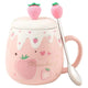 Pink Strawberry Mug With Lid & Spoon
