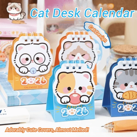 Kawaii Cat 2026 Mini Desk Calendar