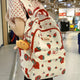 White and Red Strawberry Print Backpack
