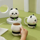 Ceramic Panda Mugs With Lid & Spoon