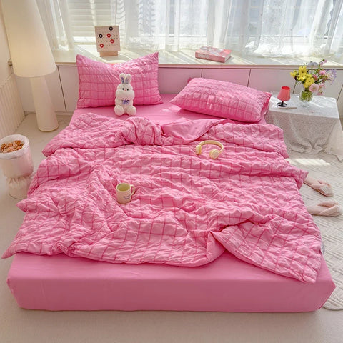 Cool Seersucker Summer Quilt Duvet Cover Set