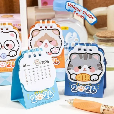 Kawaii Cat 2026 Mini Desk Calendar