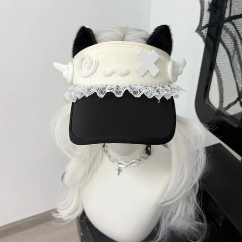 Kawaii Confused Kitty Summer Visor