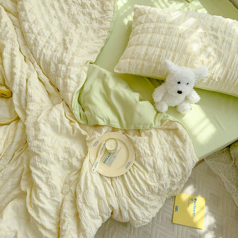 Cool Seersucker Summer Quilt Duvet Cover Set
