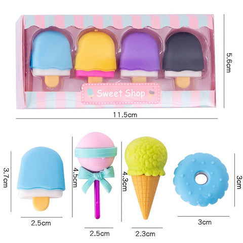 Yummy Ice Cream Erasers Set