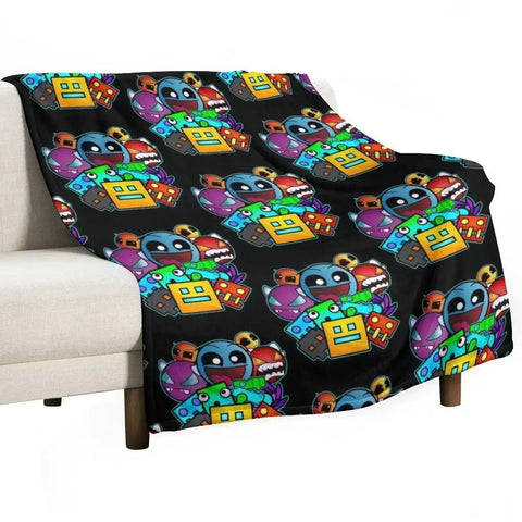 Geometry Dash Throw Blanket – Soft Geometric Gaming Throw For Cozy Snuggle