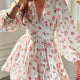 Spring Floral Long Sleeve Mini Dress